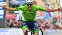 Slovenia's Tadej Pogacar celebrates as he crosses the finish line to win the men's Elite Road Race cycling event during the UCI 2024 Road World Championships, in Zurich, on September 29, 2024. 
Fabrice COFFRINI / AFP