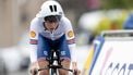 epa10793074 Cat Ferguson of Great Britain competes in the Women Junior Individual Time Trial of the Road Cycling events at the UCI Cycling World Championships 2023 in Stirling, Britain, 10 August 2023.  EPA/ROBERT PERRY