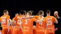 ALMERE - De Nederlandse handbalheren vieren de overwinning tijdens de EK-kwalificatiewedstrijd handbal mannen tussen Nederland en Griekenland. Het EK vindt plaats van 10 tot en met 28 januari 2024 in Duitsland. ANP IRIS VAN DEN BROEK