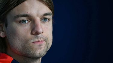 Croatia's defender #19 Borna Sosa holds a press conference at the team's base camp in Neuruppin, on June 13, 2024, ahead of the UEFA Euro 2024 football Championship. 
GABRIEL BOUYS / AFP