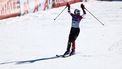 epa11897738 Kiara Derks of Netherlands celebrates in the finish area during the Women's Slalom at the FIS Alpine Skiing World Championships in Saalbach Hinterglemm, Austria, 15 February 2025.  EPA/ANNA SZILAGYI