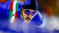 HEERENVEEN - Davide Ghiotto (Italië) in actie op de 5000 meter allround voor mannen tijdens de tweede dag van de ISU EK Allround & Sprint in Thialf. ANP KOEN VAN WEEL