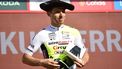 2023-09-10 17:27:38 Team Intermarche Wanty's Portuguese rider Rui Costa celebrates on the podium winning the stage 15 of the 2023 La Vuelta cycling tour of Spain, a 158,3 km race between Pamplona and Lekunberri on September 10, 2023. 
ANDER GILLENEA / AFP