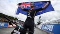 2023-08-10 19:24:02 New Zealand's Samuel Gaze celebrates winning the men's elite mountain bike cross-country short track race at the Cycling World Championships in Glentress Forest, Scotland on August 10, 2023. 
Oli SCARFF / AFP