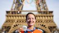 PARIJS - Wielrenner Marianne Vos tijdens de huldiging van haar zilveren medaille na afloop van de wegrace wielrennen vrouwen op de Olympische Spelen. ANP ROBIN VAN LONKHUIJSEN