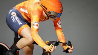 HEUSDEN-ZOLDER - Baanwielrenner Lisa van Belle in actie op de afvalrace finale tijdens de tweede dag van de Europese kampioenschappen baanwielrennen in Belgie. ANP BAS CZERWINSKI
