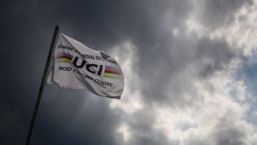 This photo taken on August 10, 2020, shows a flag of the UCI (International Cycling Union) floating under heavy clouds next to the headquarters of the world's cycling governing body in Aigle amid the COVID-19 outbreak, caused by the novel coronavirus. The cycling world championships scheduled for Aigle-Martigny in Switzerland on September 20-27, 2020, might be called off due to local health rules organisers warned on August 7. Swiss federal authorities are due to examine their rules on August 12, and may ban sports gatherings involving more than 1,000 people.
Fabrice COFFRINI / AFP