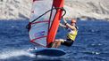 epa11512960 Luuc Van Opzeeland of Netherlands in action during the Men's Windsurfing opening series race of the Sailing competitions in the Paris 2024 Olympic Games, in Marseille, France, 31 July 2024.  EPA/SEBASTIEN NOGIER