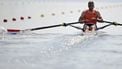 Netherlands' Stef Broenink (FRONT) and Netherlands' Melvin Twellaar compete in the men's double sculls semifinal A/B rowing competition at Vaires-sur-Marne Nautical Centre in Vaires-sur-Marne during the Paris 2024 Olympic Games on July 30, 2024. 
Bertrand GUAY / AFP