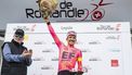 epa11304805 Richard Carapaz from Ecuador of team EF Education-Easypost celebrates on the podium after winning the fourth stage, a 151.7 km race between Saillon and Leysin at the 77th Tour de Romandie UCI World Tour Cycling race, Leysin, Switzerland, 27 April 2024.  EPA/JEAN-CHRISTOPHE BOTT