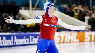 HEERENVEEN - Stijn van de Bunt na de 10000m mannen op de derde dag van het olympisch kwalificatietoernooi langebaanschaatsen in Thialf. ANP SEM VAN DER WAL