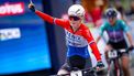 epa12986248 Puck Pieterse of Netherlands wins the Short Track Elite Women at the UCI Mountain Bike World Series stop in Nove Mesto na Morave, Czech Republic, 23 May 2026.  EPA/MAXIME SCHMID