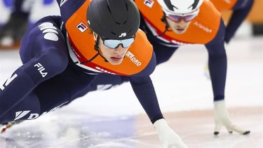 2023-09-18 10:15:44 HEERENVEEN - Jens van 't Wout tijdens de training van de Nationale Trainingsselectie Shorttrack in Daikin Experience Center Thialf, voorafgaand aan de presentatie van de rijders van TeamNL Shorttrack seizoen 2023-2024. ANP VINCENT JANNINK