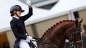ERMELO - Marlies van Baalen met Habibi DVB N.O.P. reageert na de finale van de Zware Tour KŸr op muziek op het NK Dressuur. ANP VINCENT JANNINK