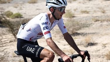 Britain's Adam Yates of UAE Team Emirates rides during the first stage of the Tour of Oman between the Oman Across Ages Museum and the Oman Convention and Exhibition Centre in Muscat on February 10, 2024. 
Anne-Christine POUJOULAT / AFP