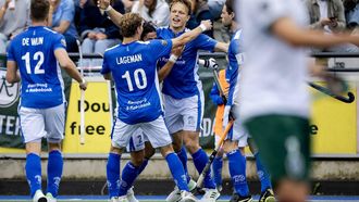 UTRECHT - Jip Janssen van Kampong juicht na een doelpunt tijdens de Tulp Hoofdklasse Hockey play-offs finale tussen Kampong en Rotterdam. ANP ROBIN VAN LONKHUIJSEN