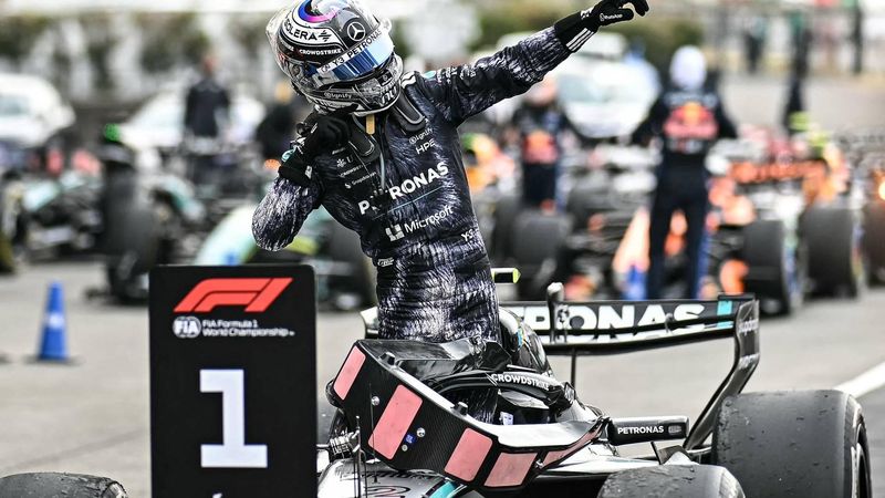 Mercedes' Italian driver Kimi Antonelli celebrates at the parc ferme after winning the Formula One Japanese Grand Prix at the Suzuka circuit in Suzuka, Mie prefecture on March 29, 2026. 
Philip FONG / AFP