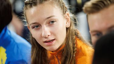epa11188546 Femke Bol of the Netherlands attends the World Athletics Indoor Championships Glasgow 24 press conference in Glasgow, Britain, 29 February 2024. The event will be held between 01â€“03 March at the Commonwealth Arena in Glasgow.  EPA/ROBERT PERRY