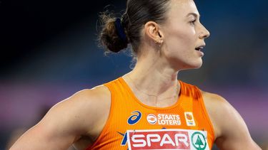 BIRMINGHAM - Nadine Visser na afloop van de finale 100 meter horden tijdens de tweede dag van de EK atletiek. IRIS VAN DEN BROEK / ANP