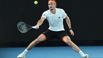 epaselect epa12683913 Alexander Zverev of Germany in action against Learner Tien of the USA during their men’s quarter final match on day 10 of the 2026 Australian Open tennis tournament at Melbourne Park in Melbourne, Australia, 27 January 2026.  EPA/JAMES ROSS AUSTRALIA AND NEW ZEALAND OUT