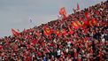 Ferrari and other Formula One fans watch the sprint race at the Autodromo Internazionale Enzo e Dino Ferrari race track in Imola, Italy, on April 23, 2022,  ahead of the Formula One Emilia Romagna Grand Prix. 

ANDREJ ISAKOVIC / AFP