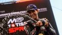 epa13250029 Winner Spanish MotoGP rider Jorge Martin of Aprilia Racing celebrates on podium after the Sprint race for the Motorcycling Grand Prix of Austria at the Red Bull Ring race track in Spielberg, Austria, 19 September 2026.  EPA/MARTIN DIVISEK
