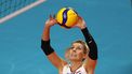 epa10815700 Laura Dijkema of Netherlands in action during the EuroVolley 2023 pool D volleyball match between Finland and Netherlands, in Tallinn, Estonia, 23 August 2023.  EPA/TOMS KALNINS