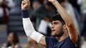 epa11382842 Carlos Alcaraz of Spain celebrates winning his men's singles third round match against Sebastian Korda of USA at the French Open Grand Slam tennis tournament at Roland Garros in Paris, France, 31 May 2024.  EPA/MOHAMMED BADRA