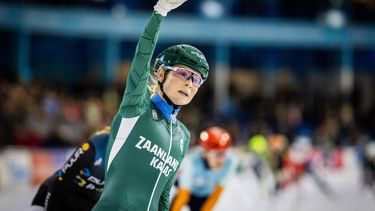 HEERENVEEN - Marijke Groenewoud wint het Nederlands kampioenschap marathonschaatsen in Thialf. Deze wedstrijd vindt jaarlijks op nieuwjaarsdag plaats. ANP VINCENT JANNINK