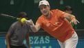 2023-09-12 14:39:37 epa10856204 Botic van de Zandschulp of Netherlands in action against Otto Virtanen of Finland during the Davis Cup Group D match between Netherlands and Finland in Split, Croatia, 12 September 2023.  EPA/-