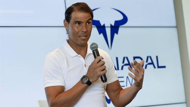 2023-05-18 14:05:08 epa10636678 Spanish tennis player and 22-time Grand Slam winner Rafael Nadal delivers a press conference at Rafa Nadal Academy in Manacor, Mallorca, Balearic islands, Spain, 18 May 2023. Nadal announced his withdrawal from the upcoming Roland Garros tennis tournament due to an injury and stated that 2024 will most likely be his last year as a professional tennis player.  EPA/CATI CLADERA