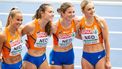 ROME - Eveline Saalberg, Anne van de Wiel, Myrte van der Schoot en Lisanne de Witte in actie op de 4x400m estafette op de vijfde dag van de Europese kampioenschappen atletiek. ANP IRIS VAN DEN BROEK