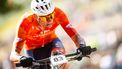 epa13200975 Mathieu van der Poel of The Netherlands, in action during the Men Elite Cross Country, XCO, Mountain Bike World Championship, in Val di Sole, Italy, 30 August 2026.  EPA/MAXIME SCHMID