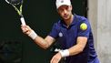 epa11374349 Botic van de Zandschulp of Netherlands in action during his Men's Singles 1st round match against Fabio Fognini of Italy during the French Open Grand Slam tennis tournament at Roland Garros in Paris, France, 27 May 2024.  EPA/CAROLINE BLUMBERG