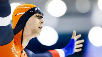 HEERENVEEN - Jenning De Boo (Nederland) reageert na afloop van de 1000 meter sprint voor mannen tijdens de eerste dag van de ISU EK Allround & Sprint in Thialf. ANP KOEN VAN WEEL