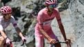UAE Team Emirates XRG's Mexican rider Isaac Del Toro (R) rides in the ascent of Col Tzecore during the 19th stage of the 108th Giro d'Italia cycling race of 166kms from Biella to Champoluc on May 30, 2025. 
Luca Bettini / AFP