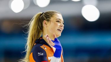 HEERENVEEN - Jutta Leerdam (NED) tijdens de 1000 meter op dag 1 van de wereldbeker schaatsen in het Thialf stadion. ANP VINCENT JANNINK