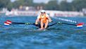 AMSTERDAM -  Simon van Dorp en Melvin Twellaar tijdens de heats voor de mannen dubbeltwee op de wereldkampioenschappen roeien op de Bosbaan in het Amsterdamse Bos. IRIS VAN DEN BROEK / ANP