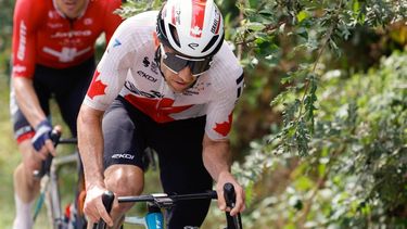 epa11573612 Canadian rider Michael Woods of Israel Premier Tech team competes during the thirteenth stage of the La Vuelta a Espana cycling race over 176km from Lugo to Puerto de Ancares, Spain, 30 August 2024.  EPA/JAVIER LIZON