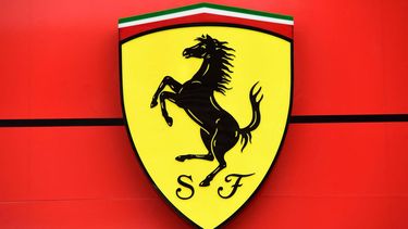 This picture shows the logo of Ferrari prior to a practice session at the Autodromo Nazionale circuit in Monza, on September 10, 2021, ahead of the Italian Formula One Grand Prix. 
Miguel MEDINA / AFP