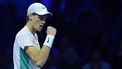 2023-11-12 15:32:01 Italy's Jannik Sinner celebrates a point against Greece's Stefanos Tsitsipas during their first round-robin match at the ATP Finals tennis tournament on November 12, 2023 in Turin. 
Tiziana FABI / AFP