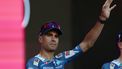 Soudal Quick-Step's Spanish rider Mikel Landa waves on stage during the opening ceremony and team presentation in Tirana, on May 7, 2025, two days before the departure of the Giro d'Italia 2025 cycling race. The Giro d'Italia 2025 cycling race will depart from Durres, Albania on May 9, and finish in Rome on June 1.
Luca Bettini / AFP