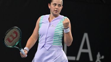 Latvia's Jelena Ostapenko reacts after a point against Russia's Daria Kasatkina during the women’s singles final at the Adelaide International tennis tournament in Adelaide on January 13, 2024. 
Michael Errey / AFP