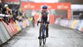 Dutch rider Lucinda Brand crosses the finish line after competing in the Women's UCI Cyclocross World Cup elite race in Gavere, northern Belgium, on December 26, 2024. 
JASPER JACOBS / Belga / AFP
