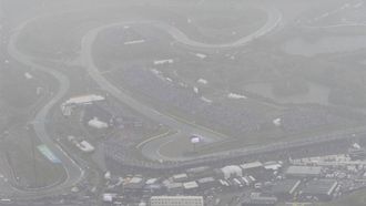 ZANDVOORT - Luchtfoto van de regen tijdens de F1 Grand Prix van Nederland op het Circuit van Zandvoort tijdens de F1 Grand Prix van Nederland op het Circuit van Zandvoort op 27 augustus 2023 in Zandvoort, Nederland. ANP PETER BAKKER