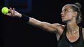 2020-01-22 13:09:50 Netherlands' Arantxa Rus serves against Madison Keys of the US during their women's singles match on day three of the Australian Open tennis tournament in Melbourne on January 22, 2020. 
Greg Wood / AFP