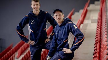 2023-02-14 13:16:58 DEN HAAG - Yorick de Groot en Stefan Boermans van Beachvolleybal Team Nederland tijdens een persmoment voor het kwalificatietraject voor de Olympische Spelen van Parijs in 2024. ANP ROBIN VAN LONKHUIJSEN