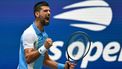 2023-09-05 21:59:58 Serbia's Novak Djokovic reacts while facing USA's Taylor Fritz during the US Open tennis tournament men's singles quarter-finals match at the USTA Billie Jean King National Tennis Center in New York City, on September 5, 2023. 
ANGELA WEISS / AFP