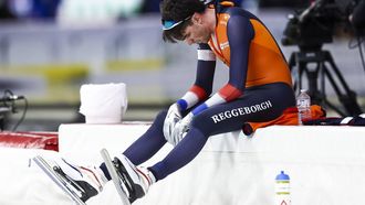 INZELL - Patrick Roest (NED) reageert na de 5000 meter op het wereldkampioenschap schaatsen allround in de Max Aicher Arena in het Duitse Inzell. ANP VINCENT JANNINK