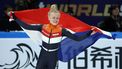 epa11967745 Xandra Velzeboer of Netherlands celebrates after winning the Womenâ€™s 500m Finals at the ISU World Short Track Championships 2025 in Beijing, China, 16 March 2025.  EPA/WU HAO